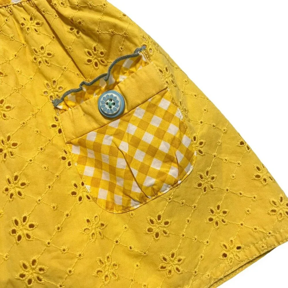 Matilda Jane 4Y Splendid Sunshine Yellow Eyelet Pinafore Dress